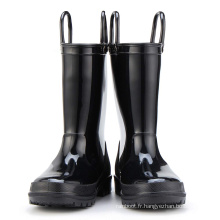 Kids New Fashion Black Couleur imperméable Nature matériaux Bottes de pluie Easy-On Handles Chaussures